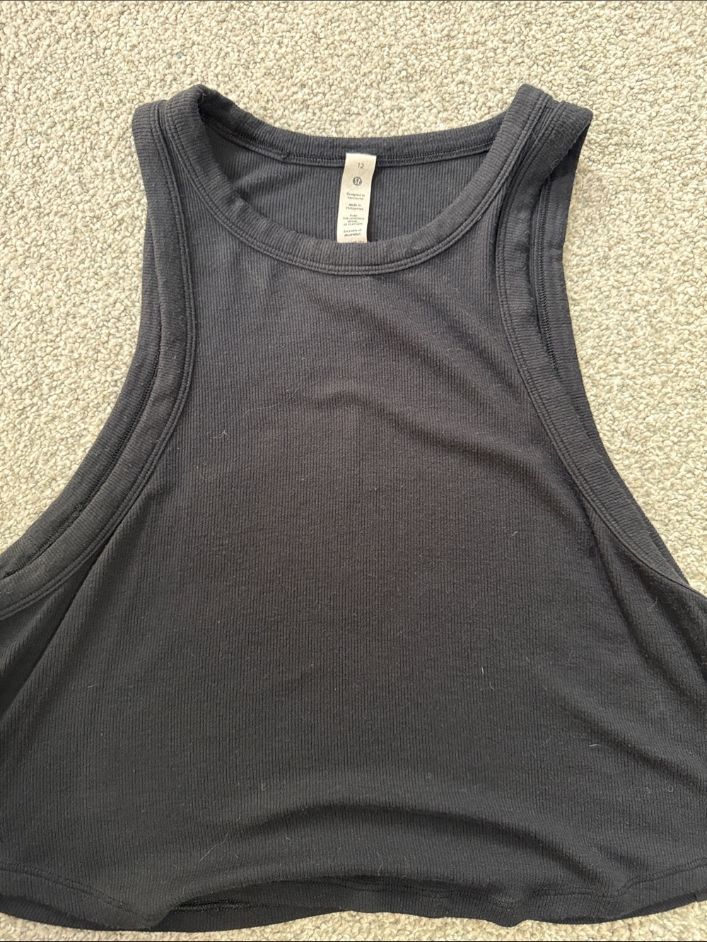 lululemon athletica Black Ribbed Cropped Tank - Picture 1 of 3